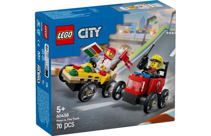 Конструктор LEGO City Піца-авто проти пожежної машини (60458).