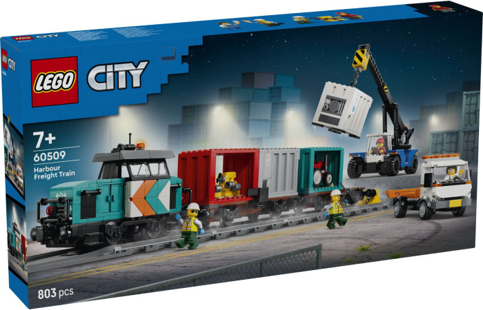 Конструктор LEGO City Портовой грузовой поезд с краном (60509).