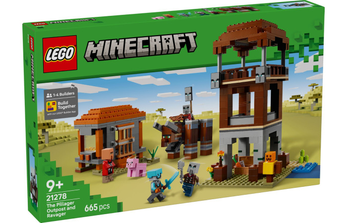 Конструктор LEGO Minecraft Застава грабіжників і спустошувач (21278). Конструктор LEGO Minecraft Застава грабіжників і спустошувач (21278).
