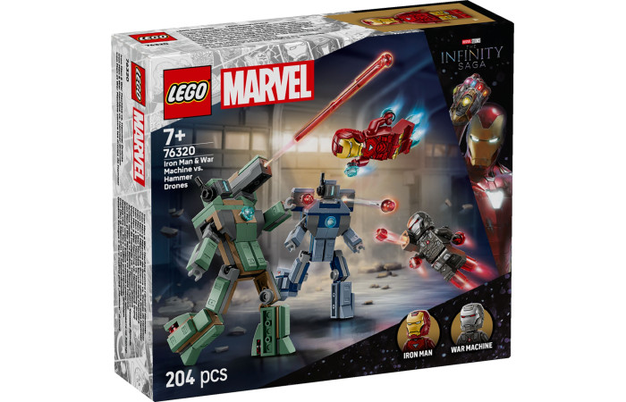 Конструктор LEGO Super Heroes Железный человек и Воитель против Хаммер-дронов (76320).